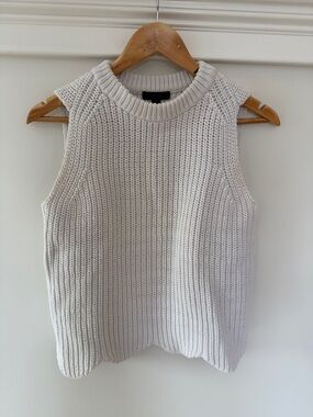 J. Crew Ivory Ribbed Sleeveless Crewneck Sweater Vest